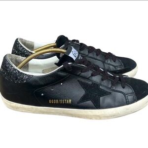 Golden Goose Superstar Leather Glitter Low-Top Sneakers EUC Size 10 / EU40